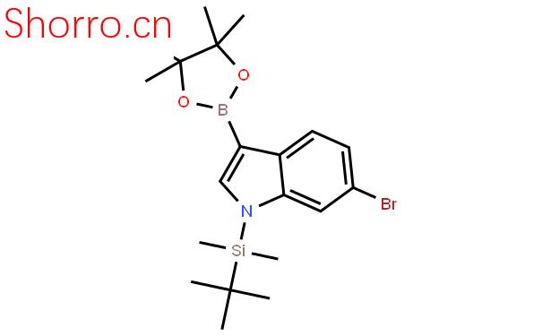 6-溴-1-(叔丁基二甲基錫)吲哚-3-硼酸頻那醇酯結構式圖片|1256358-99-2結構式圖片
